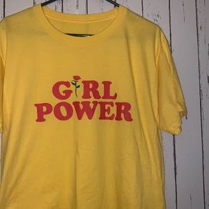 Women’s Size M/L Feminist Hand-Made Yellow Girl Power T-Shirt